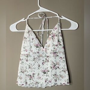 Windsor Floral Lace Halter Top Size L